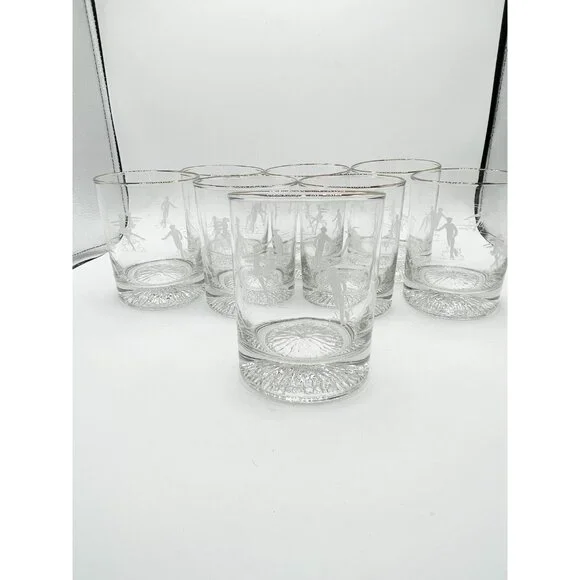 Set of Eight Vintage 1988 Calgary Winter Olympics Skating Rocks Whiskey Glasses - Picture 3 of 7